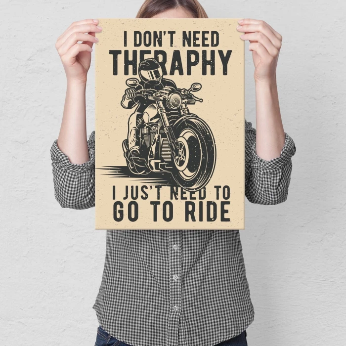 Plakat metalowy therapy ride Prezent