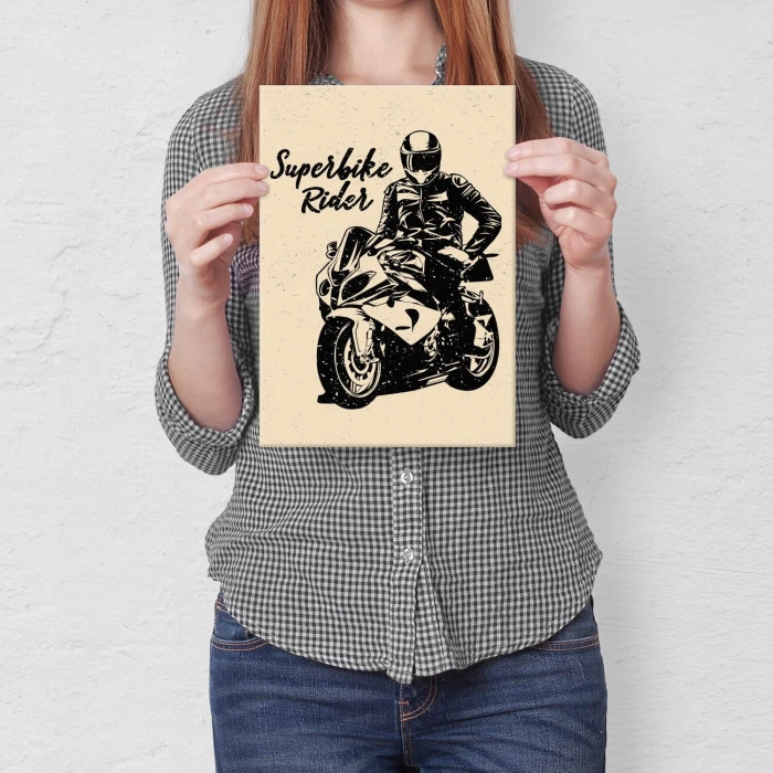 Plakat metalowy superbike rider Prezent