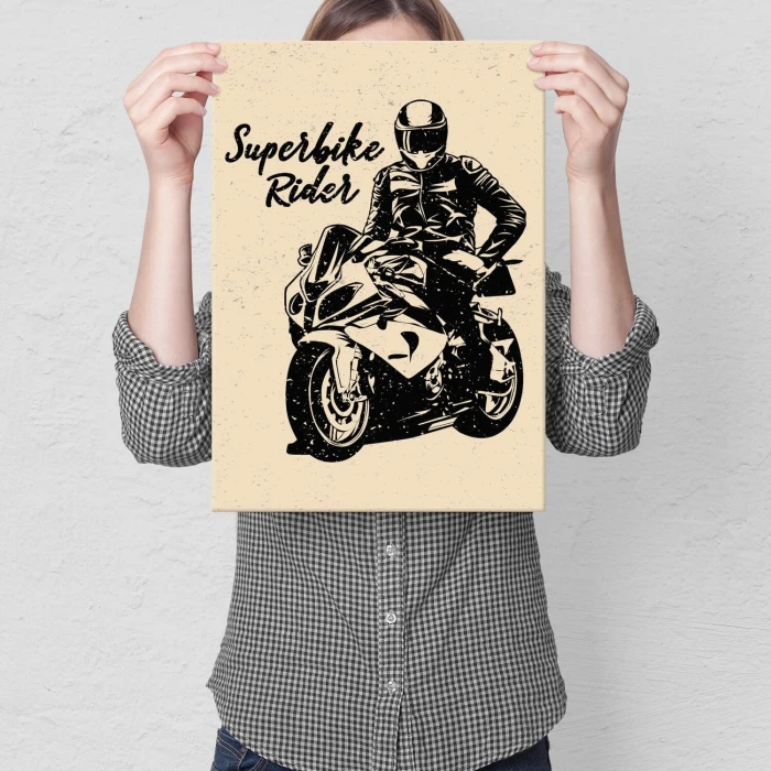 Poster metal superbike rider gift