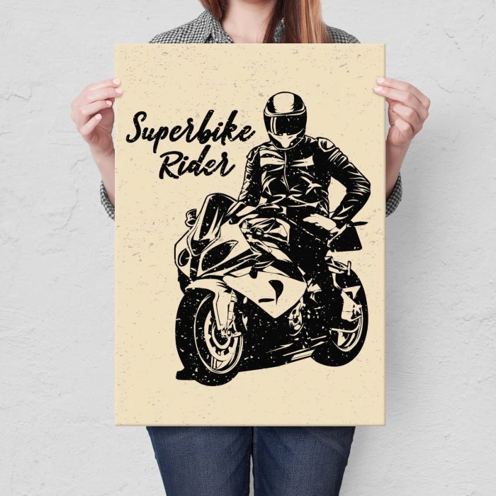 Plakat metalowy superbike rider Prezent