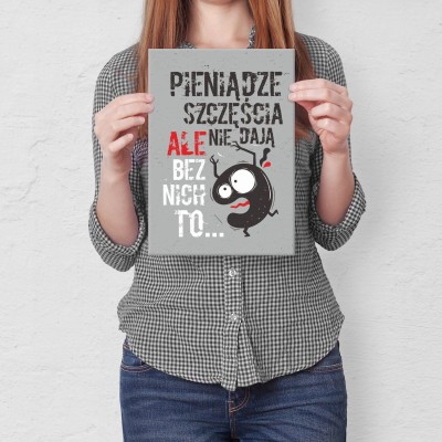 Plakat metalowy pieniądze szczęścia nie dają Prezent