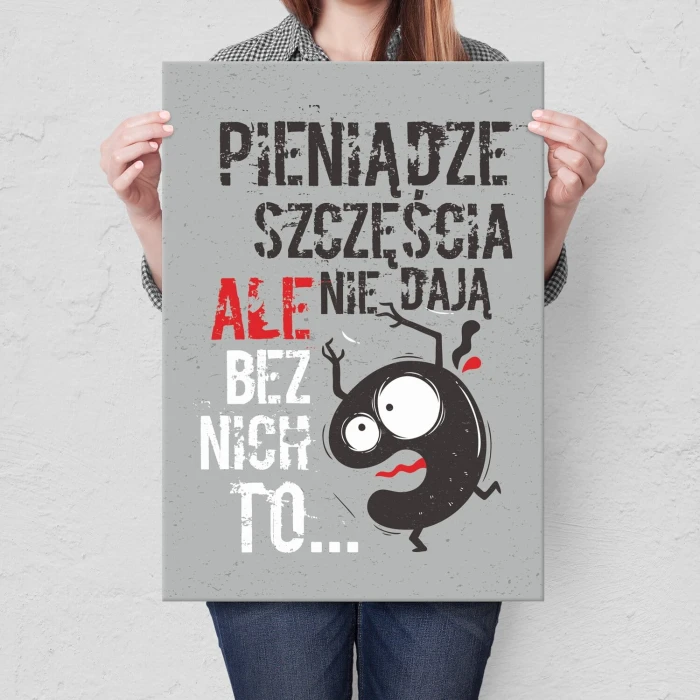 Poster metal pieniądze szczęścia nie dają gift