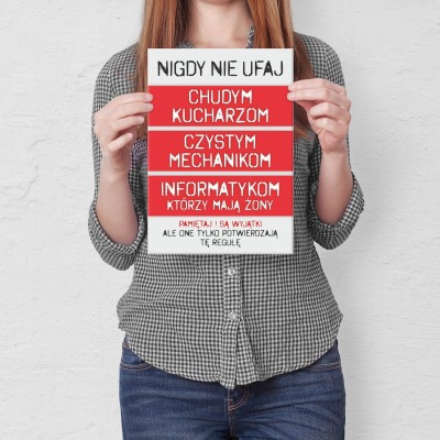 Plakat metalowy nigdy nie ufaj Prezent