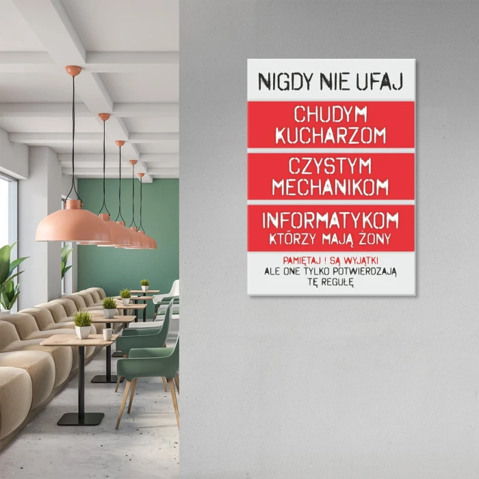 Poster metal nigdy nie ufaj gift