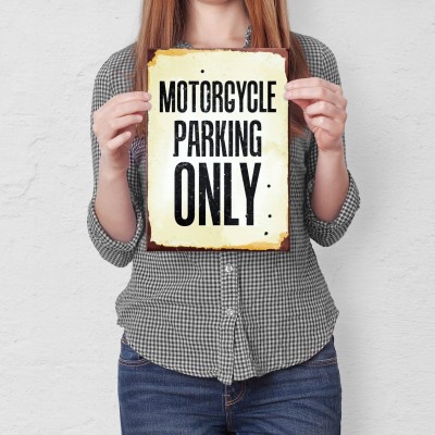 Poster metal motorcycle parking only gift