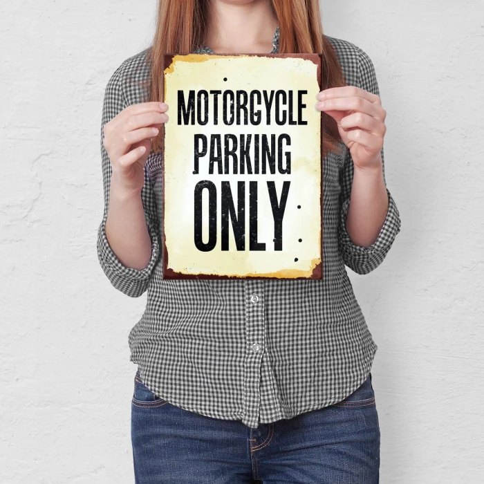 Poster metal motorcycle parking only gift