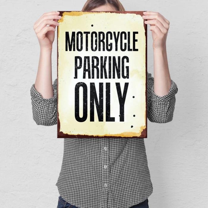 Poster metal motorcycle parking only gift