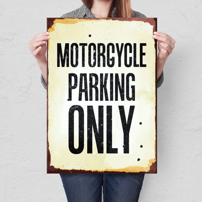 Poster metal motorcycle parking only gift