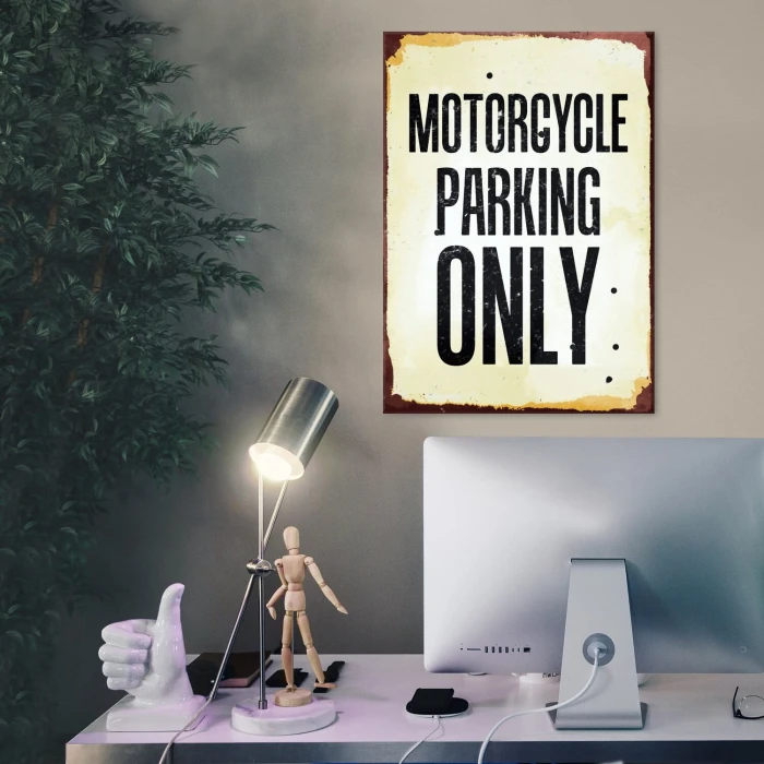 Plakat metalowy motorcycle parking only Prezent