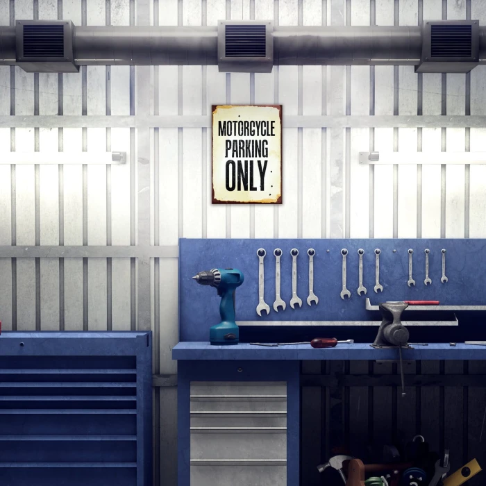 Plakat metalowy motorcycle parking only Prezent