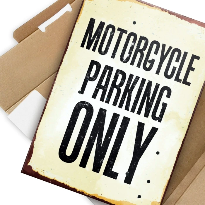 Poster metal motorcycle parking only gift