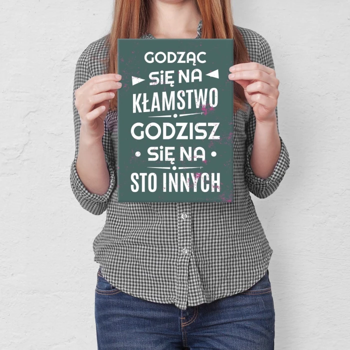 Plakat metalowy zgoda na kłamstwo Prezent