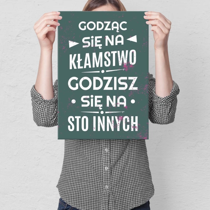Plakat metalowy zgoda na kłamstwo Prezent