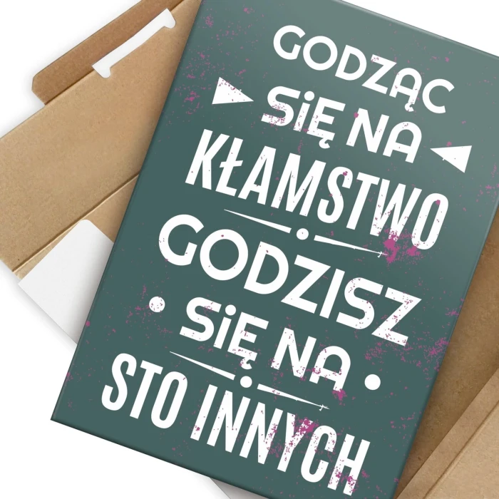 Plakat metalowy zgoda na kłamstwo Prezent