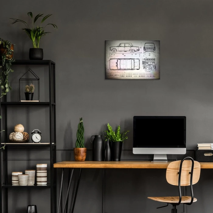 Plakat metalowy Fiat 125P tech Prezent