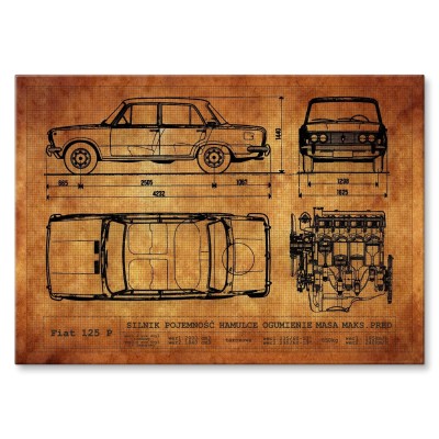 Poster metal Fiat 125P RYS gift