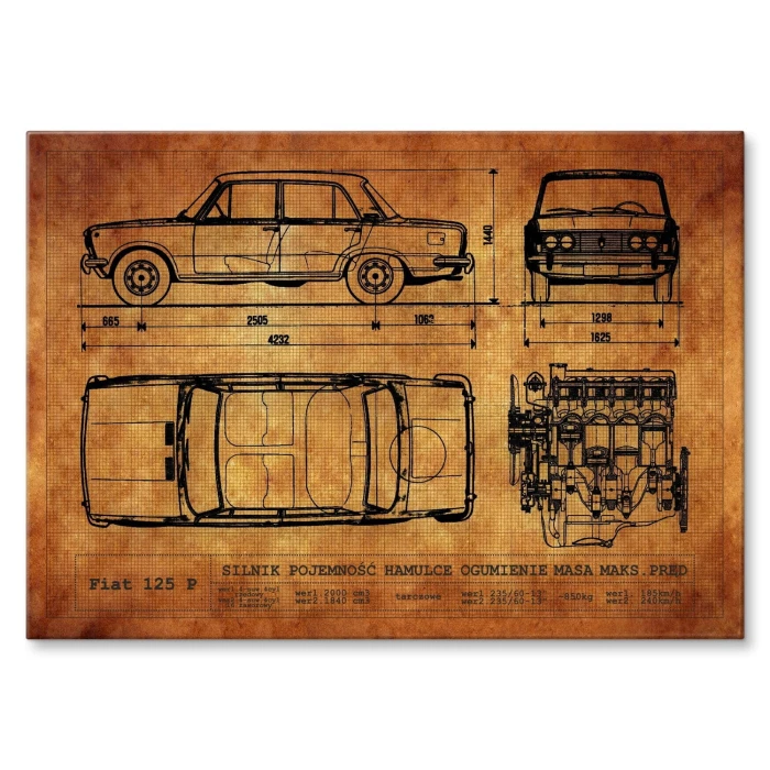 Poster metal Fiat 125P RYS gift