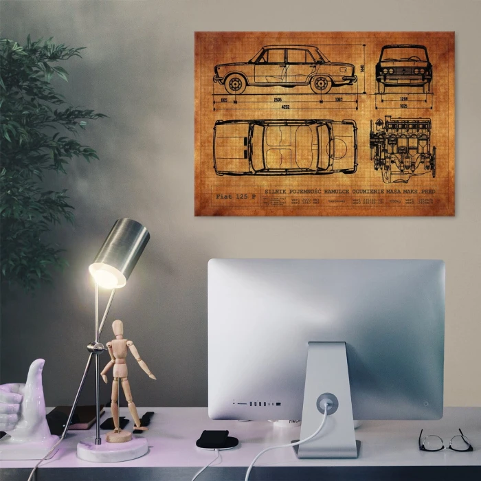 Poster metal Fiat 125P RYS gift