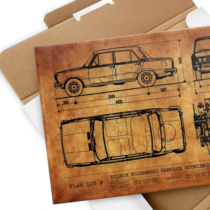 Poster metal Fiat 125P RYS gift