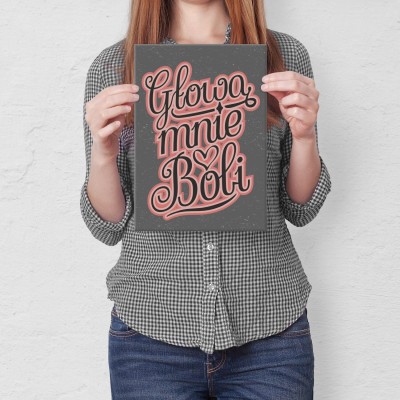 Plakat metalowy Głowa mnie boli Prezent