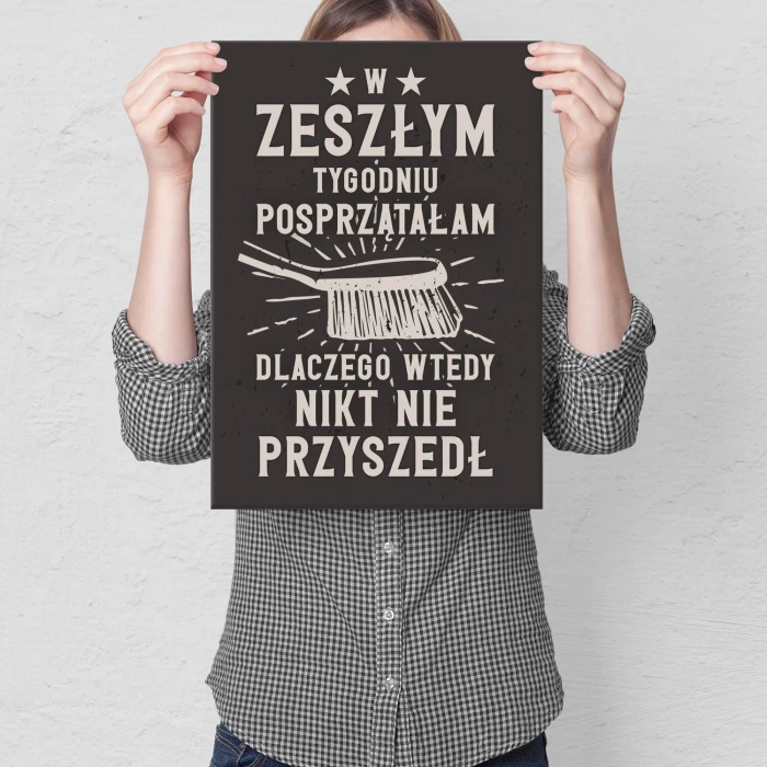 Poster metal Posprzątałam gift