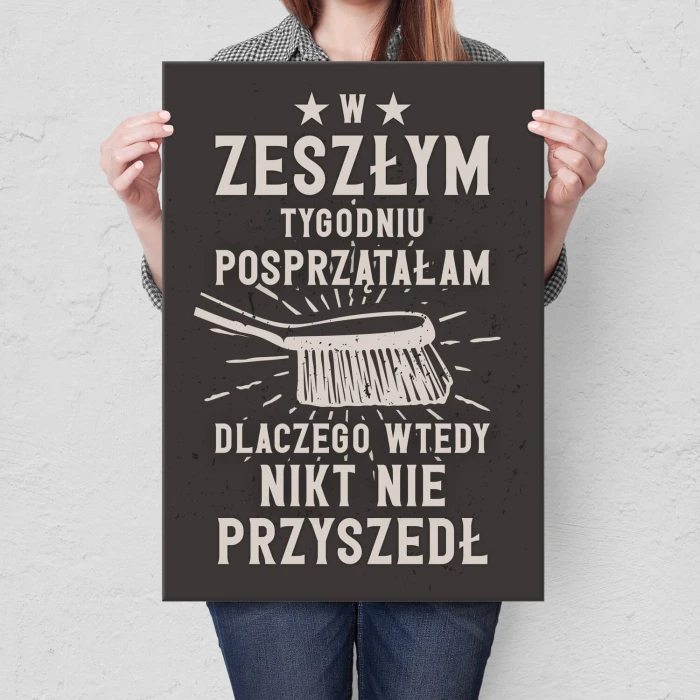 Poster metal Posprzątałam gift