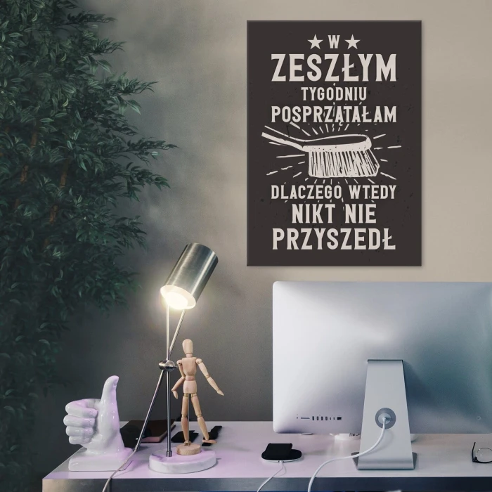 Poster metal Posprzątałam gift