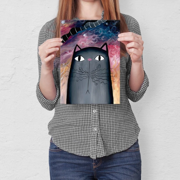 Plakat metalowy Kotek Prezent