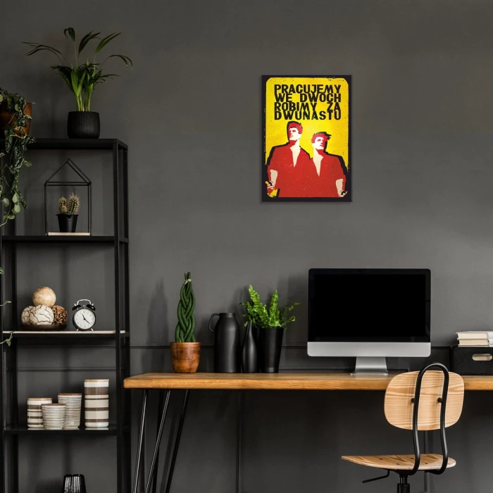 Poster metal Pracujemy we dwóch gift
