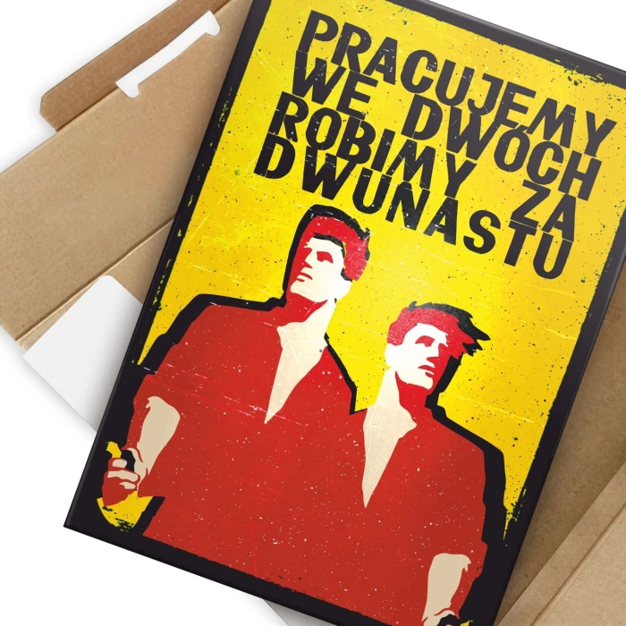 Plakat metalowy Pracujemy we dwóch Prezent