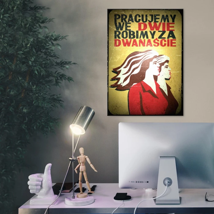 Poster metal Pracujemy we dwie gift