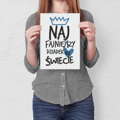 Plakat metalowy najfajniejszy dziadek Prezent