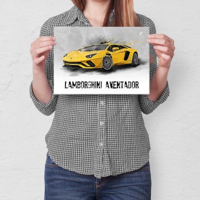 Plakat metalowy Lamborghini Aventador Prezent