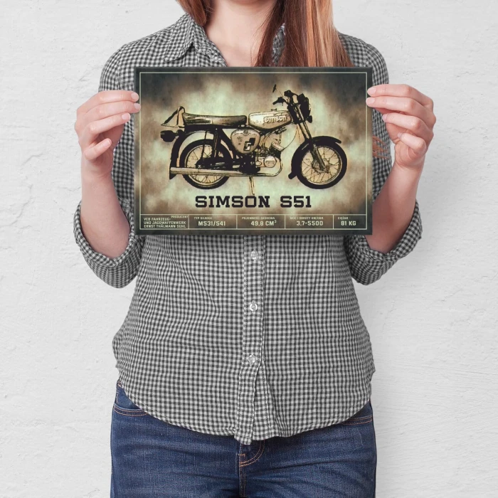 Plakat metalowy Simson s51 klasyk Prezent