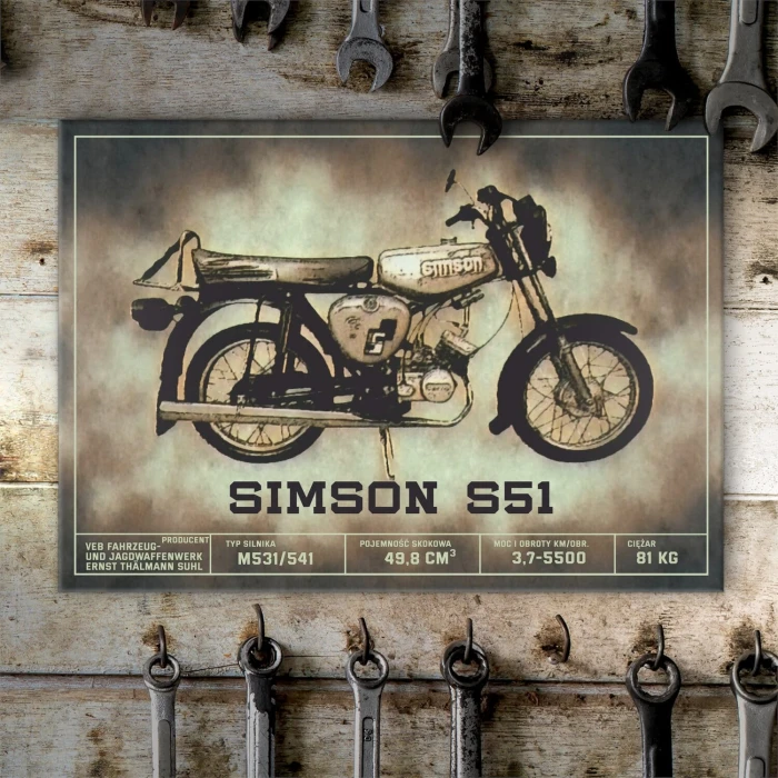 Plakat metalowy Simson s51 klasyk Prezent