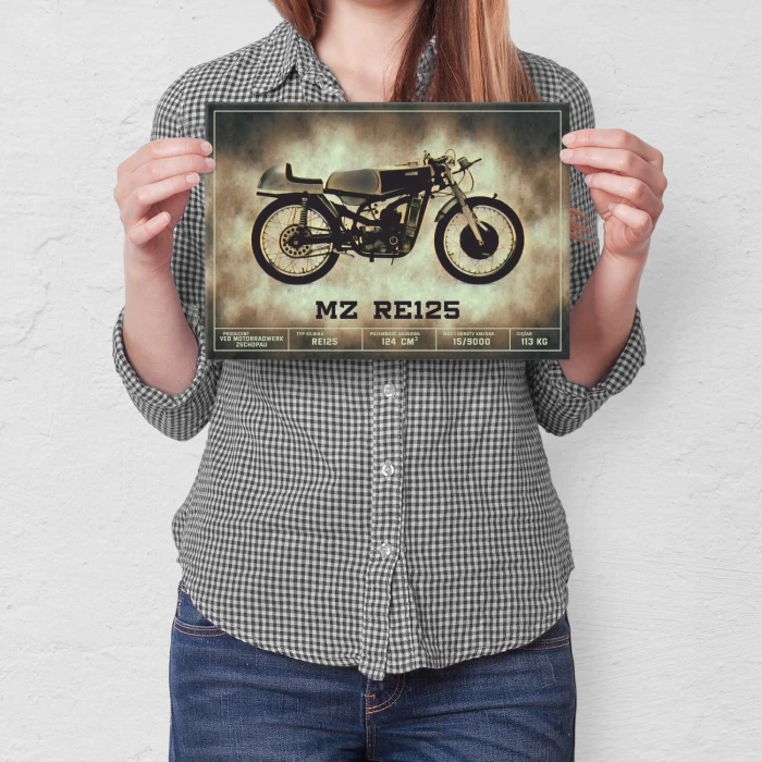 Plakat metalowy MZ RE125 klasyk Prezent