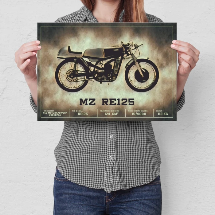 Plakat metalowy MZ RE125 klasyk Prezent