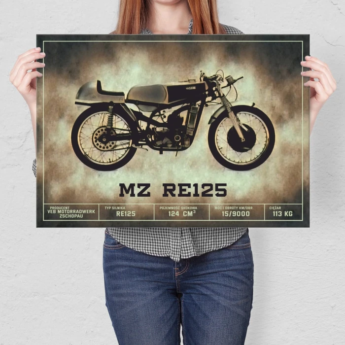 Plakat metalowy MZ RE125 klasyk Prezent