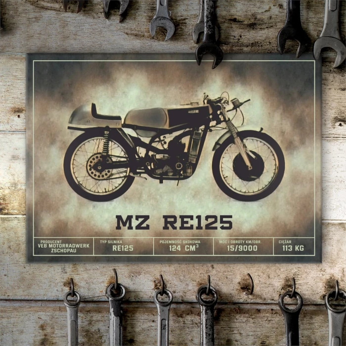 Plakat metalowy MZ RE125 klasyk Prezent