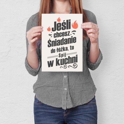 Plakat metalowy śniadanie do łóżka Prezent