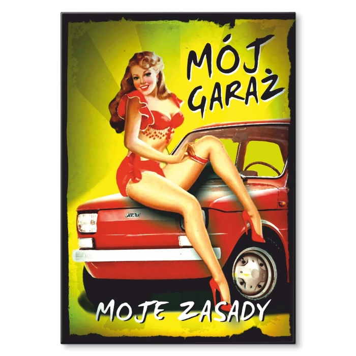 Poster metal garaż zasady dziewczyna gift
