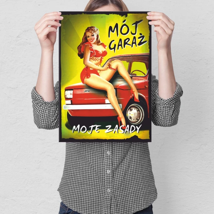 Poster metal garaż zasady dziewczyna gift