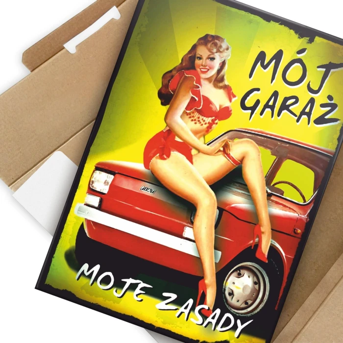 Poster metal garaż zasady dziewczyna gift