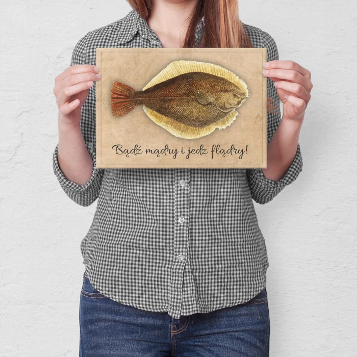 Plakat metalowy Jedz flądry Prezent