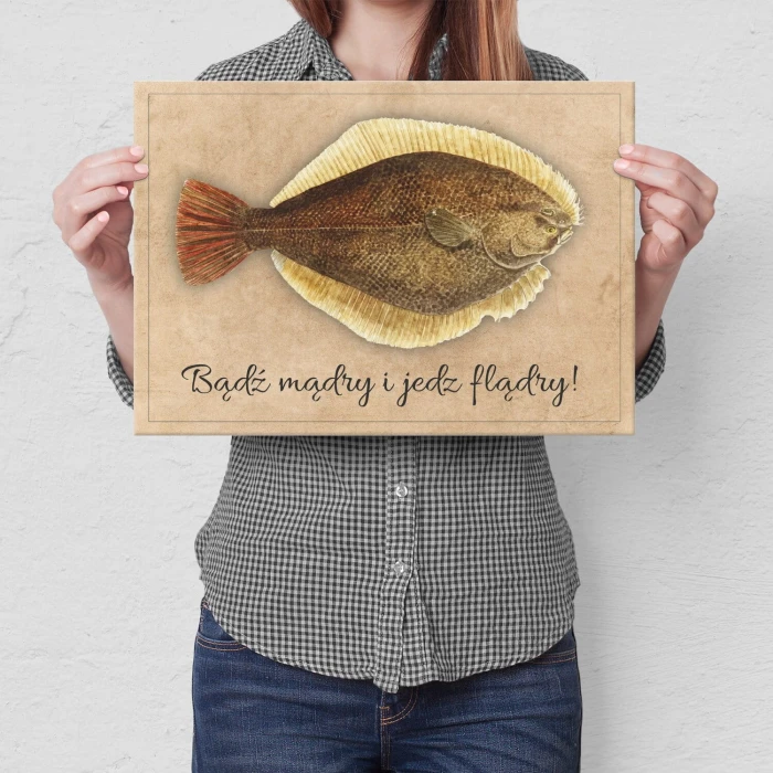 Plakat metalowy Jedz flądry Prezent
