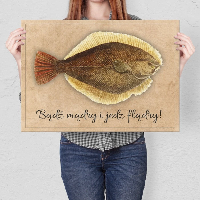 Poster metal Jedz flądry gift