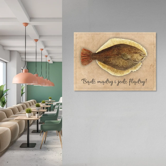 Poster metal Jedz flądry gift