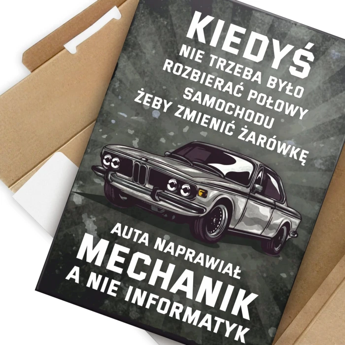 Plakat metalowy Kiedyś naprawiał mechanik Prezent