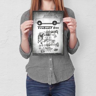 Plakat metalowy Trabant 601 Prezent