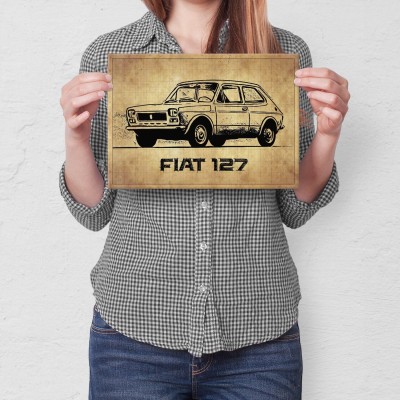 Plakat metalowy Fiat 127 Prezent